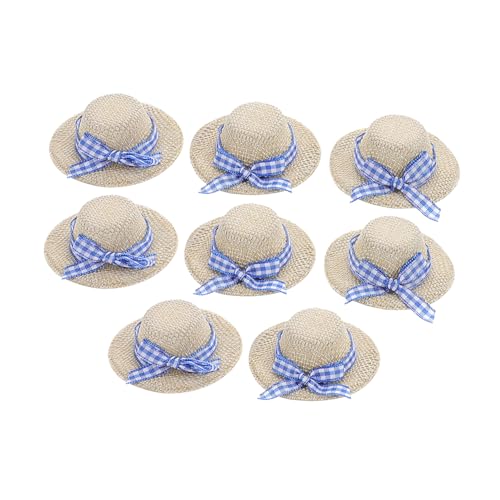 Vaguelly 8 STK Strohhut Mini-Sombrero-hüte Puppenhüte Minihüte Zum Basteln Mini-hexenhüte Mini-strohhüte Zubehör Für Babypuppen Kleiner Tierhut Puppenstrohhüte Mini-hüte Beige Weben von Vaguelly