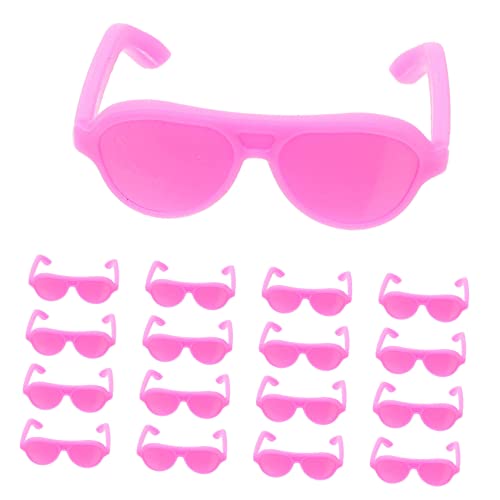 Vaguelly 80st Mini-Sonnenbrille Puppe Sonnenbrille Requisiten Zubehör Für Puppensonnenbrillen Puppe DIY Sonnenbrille Brillen Für Puppen Minipuppenbrille Puppenbrillen Rosy Plastik von Vaguelly