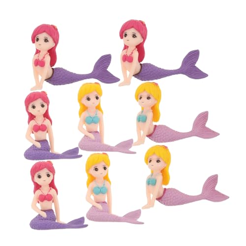 Vaguelly 8St Meerjungfrau puppe geburtstagskuchen deko geburtstagsgeschenk Schöne Mermaid Figur Tischdeko Meerjungfrau Zubehör für Aquarien Miniatur-Meerjungfrau-Statue Tierfiguren Plastik von Vaguelly