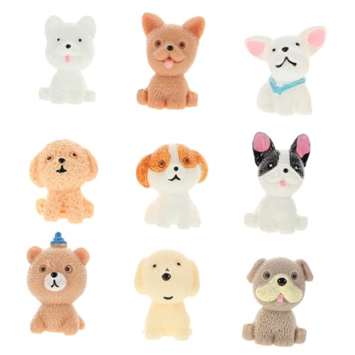 Vaguelly 9st Süßes Welpenmodell Miniatur-welpenfiguren Mini-hundefiguren Miniaturtierspielzeug Mikrolandschaftsornament Hundefiguren Spielzeug Kuchendeckel Für Hunde Kleine Tierfigur Harz von Vaguelly