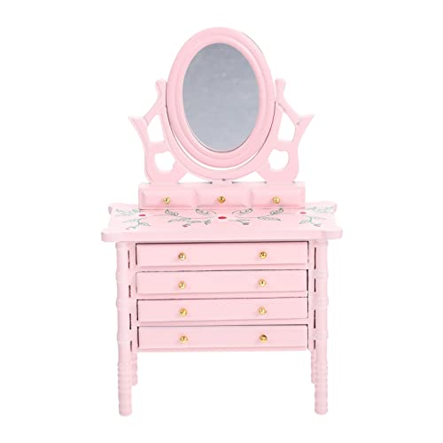 Vaguelly Kommode Modell Dekoration Mini Hausbedarf Einfache Kommode Mini Ornament Mikro Landschaftsmodelle Mikro Landschaftsschmuck Mini Zubehör Mini Requisite Rosa Holz von Vaguelly