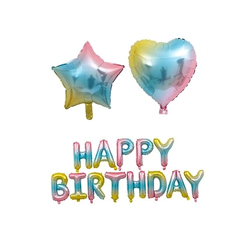 Vaguelly Gradient Luftballons HAPPY BIRTHDAY Set Alphabet Ballons Stern & Herz Ballons Perlmutt & Hellblau Party Deko Für Geburtstagsfeiern Latex Ballons von Vaguelly