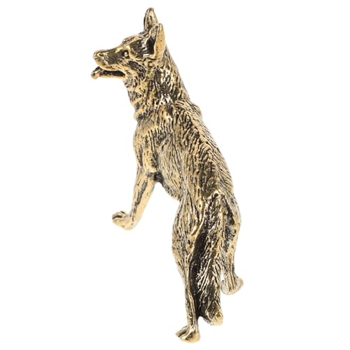 Vaguelly Messing-Wolf-hundefigur, Retro-Miniatur-hundestatue, Chinesische Tierkreiszeichen-hundeskulptur, Wolf-sammelstatue Für Feng Shui-heimdekorationen von Vaguelly