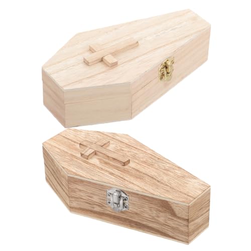 Vaguelly Sargringbox Halloween Holz Sarg Schmuckschatulle 6 Zoll Gothic Schmuck Organizer Sargförmiger Schmuckhalter Reiseetui Für Halloween Hochzeitsdekoration 2 Stück von Vaguelly