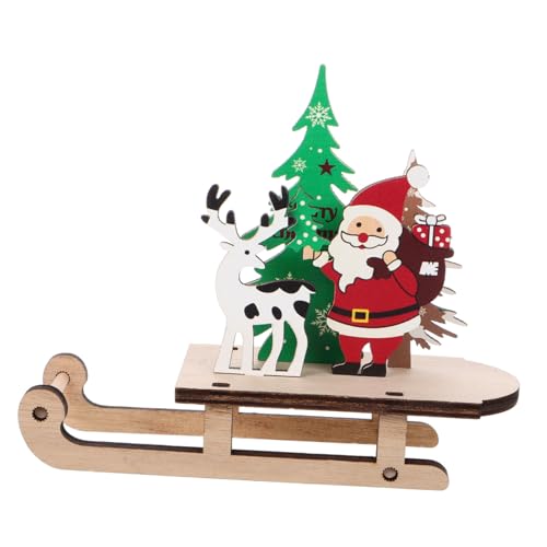 Vaguelly Frohe Weihnachten Holz Schlitten Santa Claus Figurine Rentier Weihnachten Baum Ornamente für Party von Vaguelly