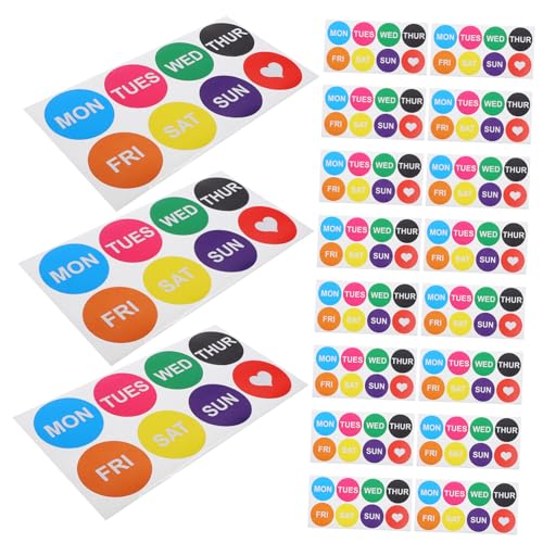 Vaguelly Selbstklebende Wochenetiketten Herzform Große Farbige Dot Sticker Für Inventarverwaltung Ideal Für Restaurant Und Organisation 5cm Durchmesser von Vaguelly