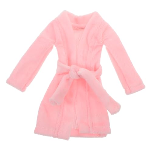 Vaguelly Zubehör Für Puppenpyjamas Puppenmantel Minikleidung Puppen-Bademantel, Mini-Kleidung Puppengewand Bademantel Für Miniaturpuppen Miniaturpuppen-Bademantel-Accessoire Rosa Plüsch von Vaguelly