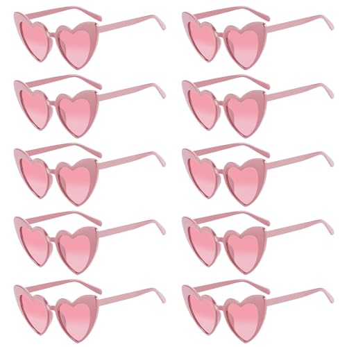 10 Stück Herz Sonnenbrille: Herz Sonnenbrille für Damen, Herzbrille, erz Party Brillen, Herz Sonnenbrille für Damen,Hippie Brille, Sonnenbrille Herz,Vintage Herzform Brille für Urlaub,Party,Hochzeit von Vaileal