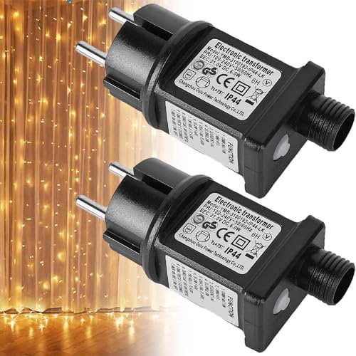 2 Stück 31V LED Netzteil: IP44 LED Transformator Treiber, 8 modi Stecker Lichterkette Ersatz mit Timer Funktion,Netzteil Adapter Trafo 6W LED Transformator Treiber für Niederspannungs-LED-Adapter von Vaileal