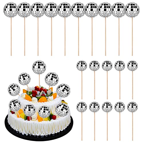Discokugel Kuchen Toppers - 20pcs Disco Ball Cake Toppers, 1970S Disco Kuchen Deko Discokugel Klein, Mini Discokugel Dekorationen für Disco Thema Party Kuchen Dessert Dekoration (3CM*15pcs+4CM*5pcs) von Vaileal