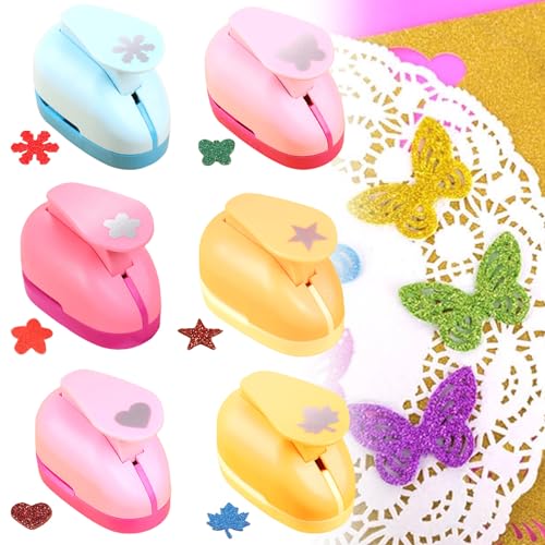 Papierstanzer, 6 Stücke Motivstanzer Set, Papier Ausstanzer, Mini Locher, Motivstanzer Blume, Motivstanzer Kinder, Bunte Motivlocher, Stanzer für Kinder DIY Scrapbook Fotoalbum Handwerk von Vaileal