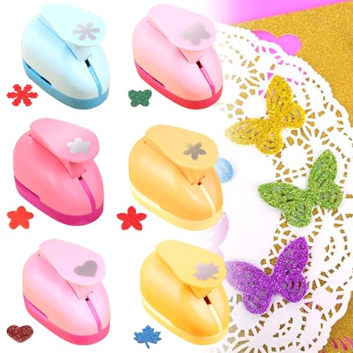 Papierstanzer, 6 Stücke Motivstanzer Set, Papier Ausstanzer, Mini Locher, Motivstanzer Blume, Motivstanzer Kinder, Bunte Motivlocher, Stanzer für Kinder DIY Scrapbook Fotoalbum Handwerk von Vaileal