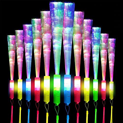 Vaileal 12 Stück Leuchtstäbe: LED Leuchtstab Glasfaser, Leuchtwedel, Leuchtstäbe Partyzubehör,Knicklichter, LED Leuchtstäbe, Glasfaser Leuchtstäbe für Hochzeit, Kinder Weihnachten, Party, Konzert von Vaileal