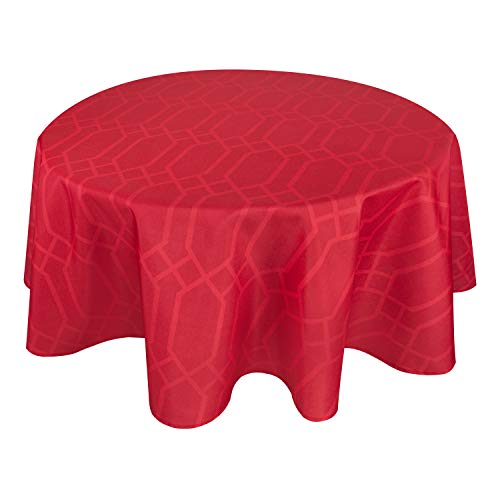 Valia Home Tischdecke mit Teflonbeschichtung für Innen- & Außenbereich anwendbar Wasser & Schmutzabweisend Dank verlässlichem Lotuseffekt - rund 140 cm rot von Valia Home