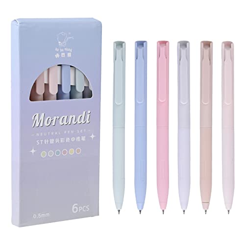 6 pcs Aesthetic Kugelschreiber Stil bunte Gelschreiber, Glatte Kugelschreibe Einziehbar 0,5 mm Stiftspitze, Gelstifte Gel Pen Ballpoint Pen Schnell Trocknend für Journaling Doodling Zeichnungen (A) von Valicaer