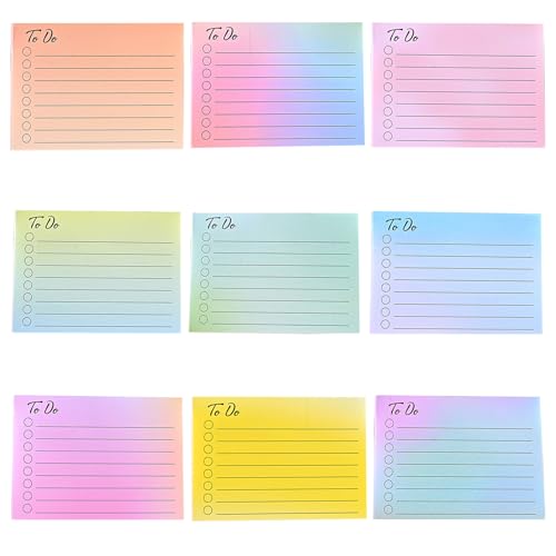 9 Stück To-Do-Listen-Haftnotizen, Selbstklebende Haftnotizen 450 Blatt Sticky Notes 9 Farben Tragbare Haftnotizen für Bürobedarf Schulpläne Bürobesprechungen Heimpläne Erinnerungen, 10 x 7 cm von Valicaer