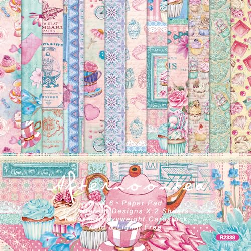 Valicaer Scrapbook Papier,24Pcs Scrapbook Zubehör Decoupage Papier Vintage Scrapbooking Papier DIY Dekorative Blätter Papier Designpapier Dekorpapier Scrapbook Motivpapier für Hintergrund (Blau, L) von Valicaer