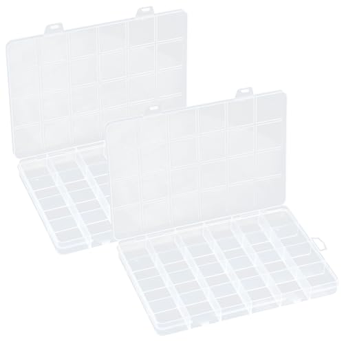 Valicaer Sortierboxen für Kleinteile,2 Stück 24 Gitter Fächer Aufbewahrungsbox Plastik Aufbewahrungsbox Schmuck Organizer Box Sortimentsboxen für Perlen, Ohrringen,Kleinteile,Schrauben,Schmuck von Valicaer