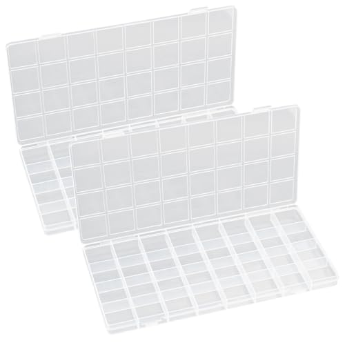 Valicaer Sortierboxen für Kleinteile,2 Stück 32 Gitter Fächer Aufbewahrungsbox Plastik Aufbewahrungsbox Schmuck Organizer Box Sortimentsboxen für Perlen, Ohrringen,Kleinteile,Schrauben,Schmuck von Valicaer