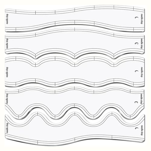 VALINK Quilt-Lineal und Schablone, Wellenlineal, DIY-Nähwerkzeuge, Haushalts-Quilt-Lineal, Quilt-Vorlagen, Formen, 5 Stück von Valink