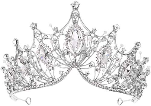 Venus valink Barock Stil Tiara Brautschmuck Strass Kristall Krone Braut Stirnband Kopfschmuck Frauen Prinzessin Krone Kopfschmuck Hochzeit Party Haarschmuck silberfarben von Valink