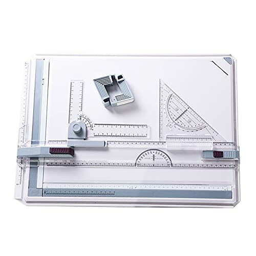 VALINK Zeichenbrett-Set, A3 Multifunktions-Zeichentisch, verstellbares Messsystem, Winkel, Parallelbewegung, Zeichenbrett, mit Winkelmesser, Papier-Lineal, Schiebelineal von Valink