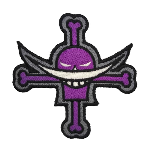 VALKYNEA 100% bestickter Aufnäher inspiriert von Anime Fan Art/Weißer Bart/Jolly Roger/Schädel/Patch Embroidery (zum Aufbügeln/Iron) von Valkynea