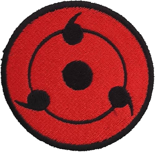 VALKYNEA Aufnäher, bestickt, 100 % inspiriert von Anime-Fans/Sharingan Eye/EMBROIDERY Patch, bestickt (Haken und Schlaufe) von Valkynea