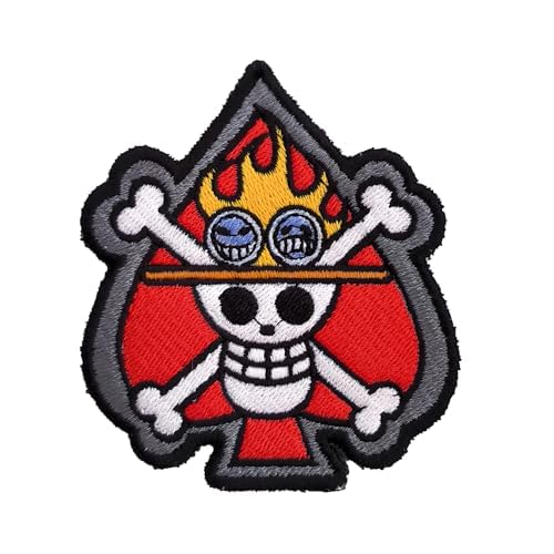 VALKYNEA Aufnäher 100 % bestickt, inspiriert von Anime, Fan Art/Ace/Totenkopf/Patch Embroidery / bestickte Applikation (Velcr0 (Hook & Loop)) von Valkynea