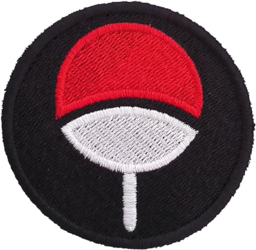 VALKYNEA Aufnäher 100 % bestickt, inspiriert von Anime-Fan, Kunst, Uchiha Clan, Patch Embroidery / bestickte Applikation (Hook & Loop) von Valkynea