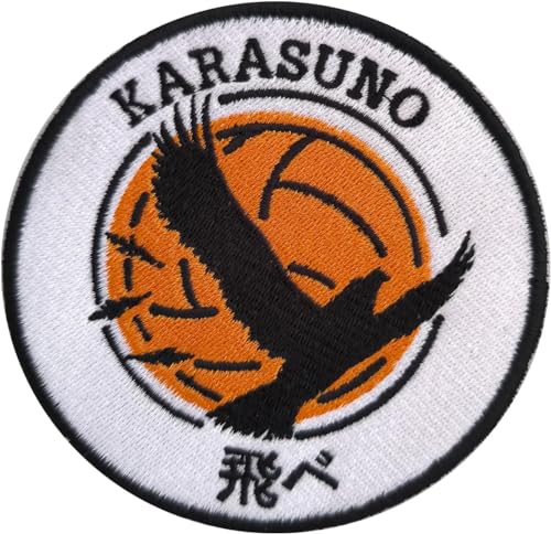 VALKYNEA Aufnäher 100 % bestickt, inspiriert von Anime Fan Art 2 / Karasuno / Voley / Patch Embroidery (Hook & Loop, 10 cm) von Valkynea