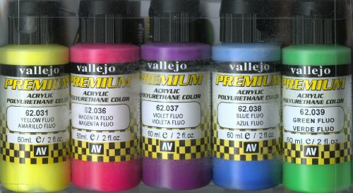Vallejo Premium Color 60 ml fluoreszierende Farben-Set (Set von 5) von Vallejo