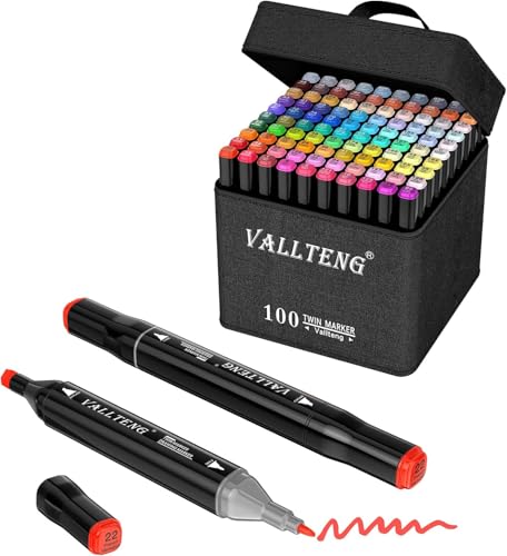 Vallteng 100 Farben Graphic Marker Pen, Künstler Notwendige Permanent Art Marker Twin Marker Pen von Vallteng