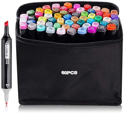 Vallteng 80 Colors Alcohol Marker Pens Double-Ended, Permanent Marker with Broad and Fine Tips with Black Bag von Vallteng