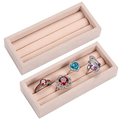 Valyria Kleiner Ring-Organizer mit 2 Schlitzen, Samt, Set mit 2 Ohrringen, Präsentationseinlage für Schmuckschatulle, Schublade, Kommode von Valyria