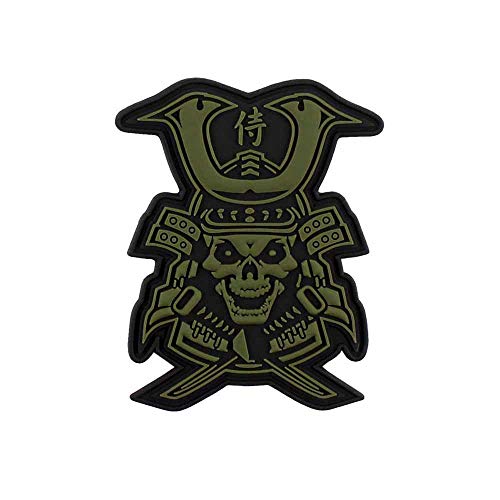 Van Os Emblem 3D Rubber Patch Samurai Skull Abzeichen 8,5 x 6,2 cm PVC grün von Van Os