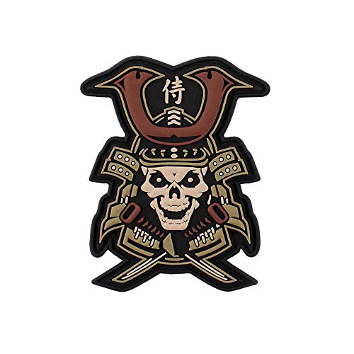 Van Os Emblem 3D Rubber Patch Samurai Skull mit Hakenklettfläche Abzeichen 8,5 x 6,2 cm PVC Multi von Van Os