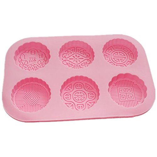 Vancgoods 6 Hohlraum Runde Mooncake-Backen-Form-Muffin-Kuchen-Wanne Silikon-Seifen-Form-Form-Gelee-Plastik-Lehm-Fertigkeit-Kunst-DIY Mold von Vancgoods