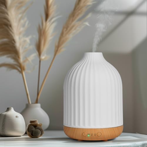 Vankarr Aroma Diffuser für ätherische öle 250ml Ultraschall Luftbefeuchter Duftöl Duftlampen Aromatherapie Diffusor für Yoga Büro Schlafzimmer (Weiß 250ml) von Vankarr