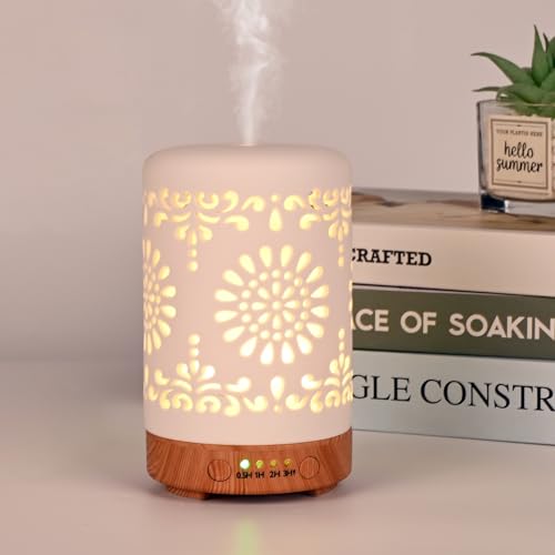 Vankarr Aroma Diffuser für ätherische öle 100ml Ultraschall Luftbefeuchter Duftöl Duftlampen Aromatherapie Diffusor für Yoga Büro Schlafzimmer, Weiß von Vankarr