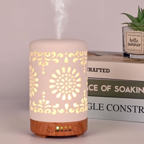 Vankarr Aroma Diffuser für ätherische öle 250ml Ultraschall Luftbefeuchter Duftöl Duftlampen Aromatherapie Diffusor für Yoga Büro Schlafzimmer, Weiß von Vankarr