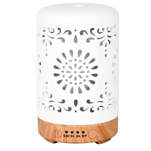 Vankarr Aroma Diffuser für ätherische öle 250ml Ultraschall Luftbefeuchter Duftöl Duftlampen Aromatherapie Diffusor für Yoga Büro Schlafzimmer, Weiß von Vankarr