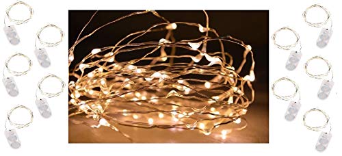 10 x 10 LEDs Draht Lichterkette zuschneidbare Drahtlichterkette SILBERDRAHT Warmweiß incl. Batterie Micro LED Lichterkette Lichterschlauch Batterie Weihnachten Licht Lichterketten Party von Vanorell