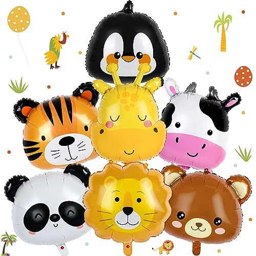 7 Stück Tiere Folienballon, Kinder Tier Luftballons Set, Helium Luftballons Tiere, Safari Tierthema Party Luftballons, Dschungel Tierballons Kindergeburtstag, Junge Mädchen Geburtstagsfeier supplies von Vantimo