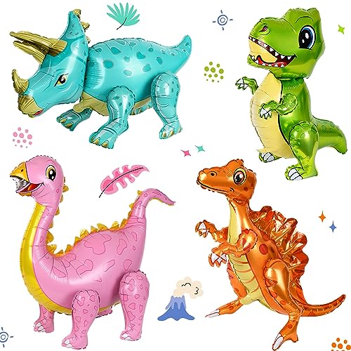 Dinosaurier Luftballons, 4 Stücke Jumbo Dinosaurier Partyballons, 3D Dinosaurier Dschungelballons für Kinder Geburtstag Dinosaurier Party, Jurassic Theme Party Supplies QZK04L von Vantimo