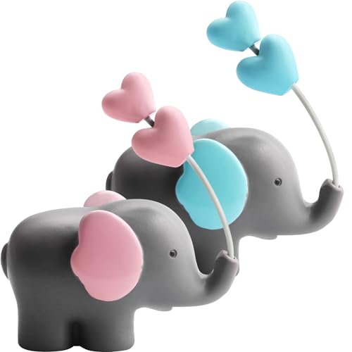 Vanyibro 2 Stück rosa oder blaue 3D-Elefanten-Kuchenaufsätze, lustige Elefanten-Themen-Dekorationen für Kindergeburtstage von Vanyibro
