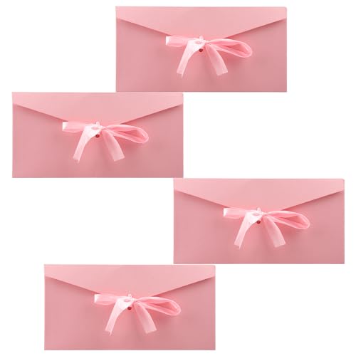 Vanyibro Briefumschläge aus Kraftpapier mit Bändern, Luxus-Versandtaschen für Festivals, Partys, Grußkarten, Geschenkkarten, Geschenkkarten, Rosa, 4 Stück von Vanyibro