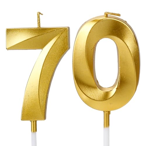 Vanyibro Kerzen zum 70. Geburtstag, goldene Zahl 70, Happy Birthday-Kuchenkerzen, Kuchendekoration, Dekoration für Geburtstagsparty, Hochzeit, Jahrestag von Vanyibro