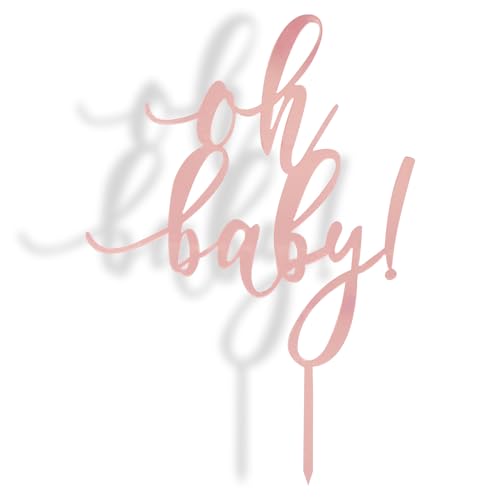 Vanyibro Oh Baby Cake Topper Acryl Happy Birthday Baby Shower Kuchen Dekoration für Jubiläen (Roségold) von Vanyibro