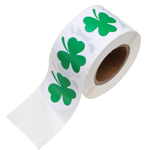 Vanyibro St. Patrick's Day Deko-Aufkleber, 500 Stück, grüne Kleeblatt-Aufkleber, 2,5 cm, selbstklebende Etiketten für Lucky Irish Vibes von Vanyibro